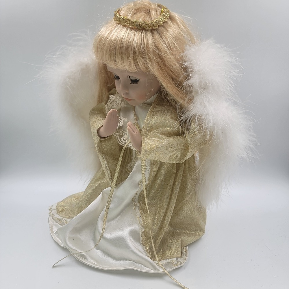 Y2k Victorian Christmas 12in Praying Angel Sings "Silent Night"  Shabby Chic